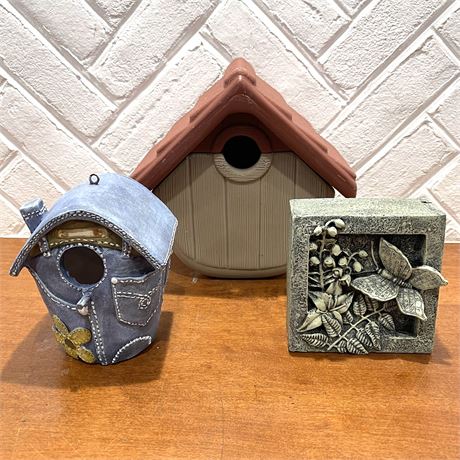 Hide Away Key Wall Plaque, Resin Denim-Look Bird House & Akro-Mils Birdhouse