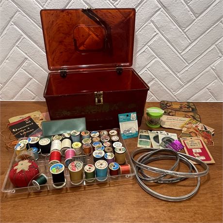 Vintage Wilson Brown Sewing Box with all Contents