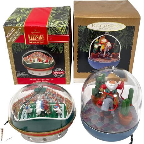 Vtg Hallmark Keepsake “Arctic Dome” & “Home on the Range” Ornaments