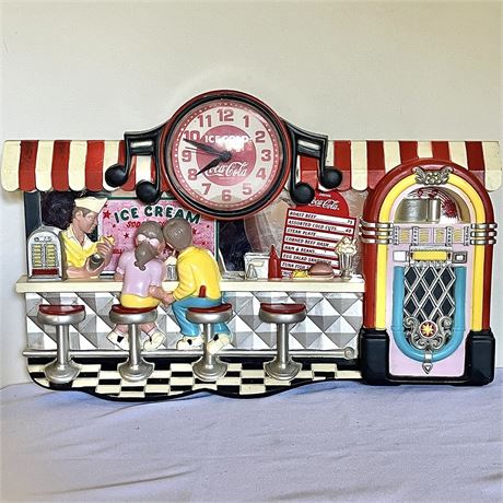 Vtg Coca-Cola 3D Jukebox Ice Cream Parlor Scene Wall Clock