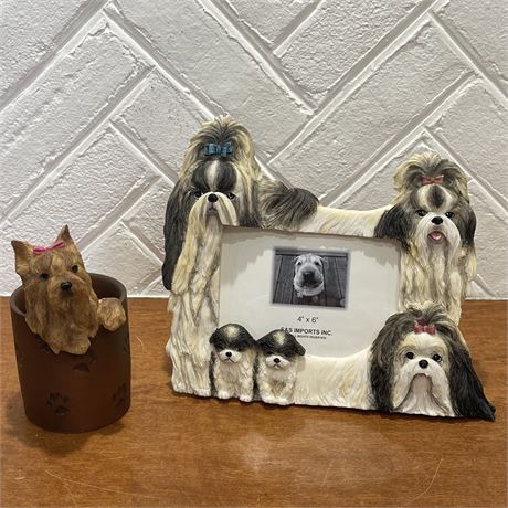 Pup Lovers Picture Frame with Pencil Holder
