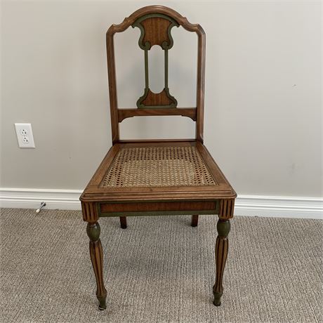 Two-Toned Hand Carved Wood Chair with Cane Seating (2 of 2)