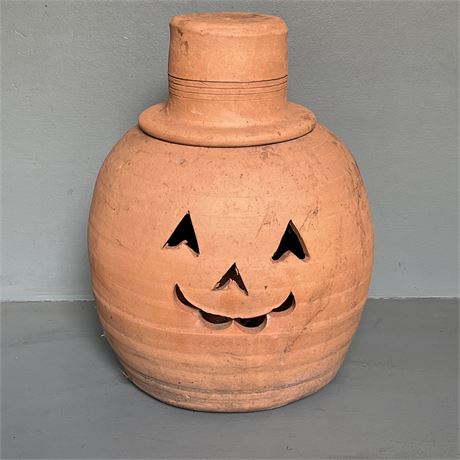 Hewell’s Pottery Terra Cotta Jack-O-Lantern Garden Statue