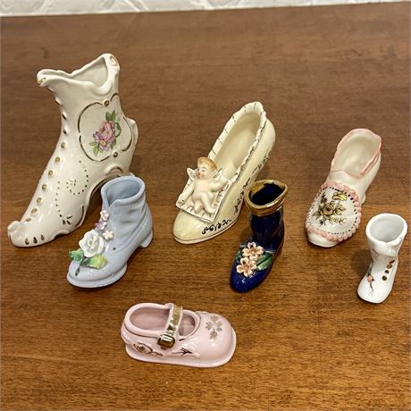 Collection of Miniature Ceramic Shoe Figurines