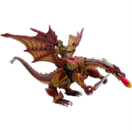 1998 Bandai Mystic Knights of Tir Na Nog Fire Dragon of Dare w/ Knight Figurine
