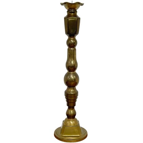 Old 30" Tall Brass Candlestick