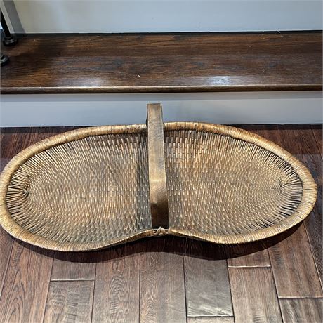 Arhaus Large 3 ft. Long Floor Basket with Wood Handle