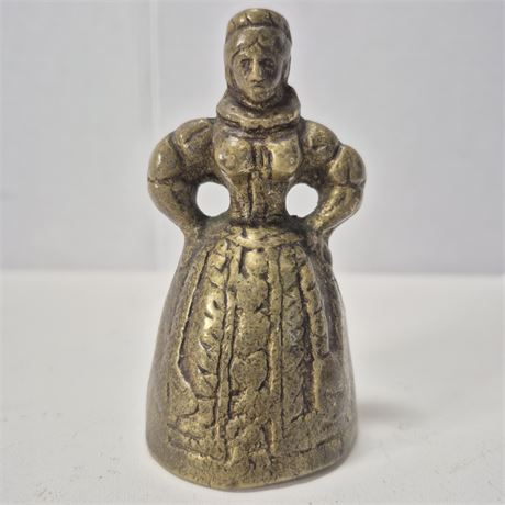 Antique Small Solid Brass Lady Bell
