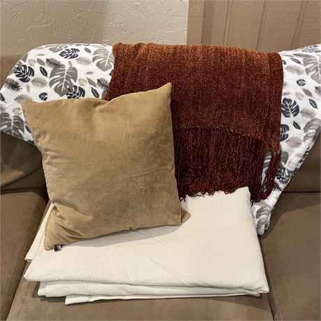 Cute and Comfy Lot with Blankets and Pillows