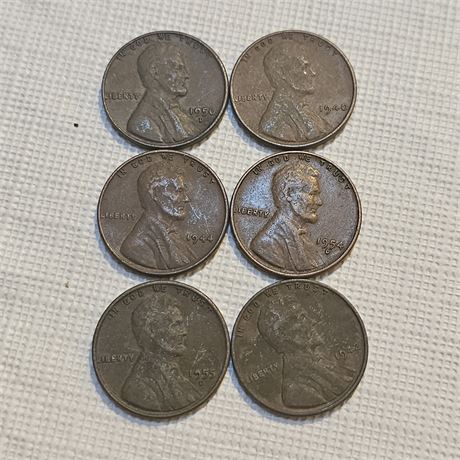Lot of 6  Lincoln Wheat Penny,