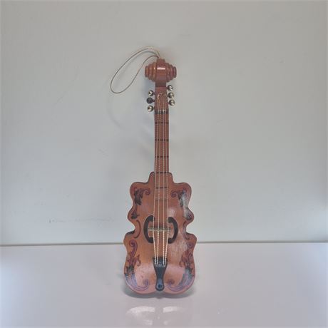 Vtg Christmas Wood Violin Ornament - Possible Silvestri (1980s Era)