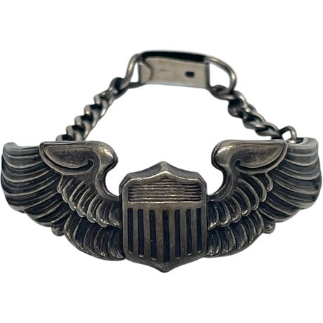 WWII 925 Sterling Silver USAAF Pilot Wing Bracelet