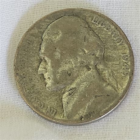 1945 S Jefferson Nickel Silver Jefferson Wartime Silver Alloy Nickel