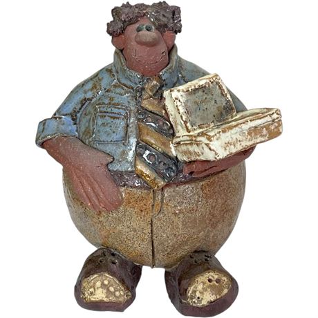 Signed 1985 Sara Meadows Balloon People “IT Guy“ Handmade Pottery Figurine