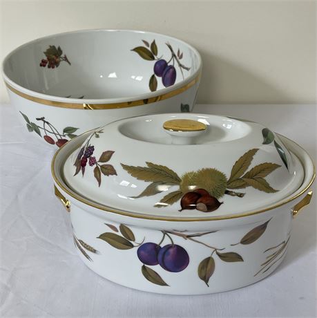 Royal Worcester Evesham Lidded Casserole Dish & Serving Bowl