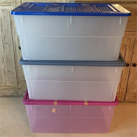 (3) Lidded Storage Bins
