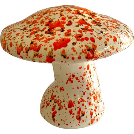 Large Speckled Ceramic 2pc Mushroom Statue