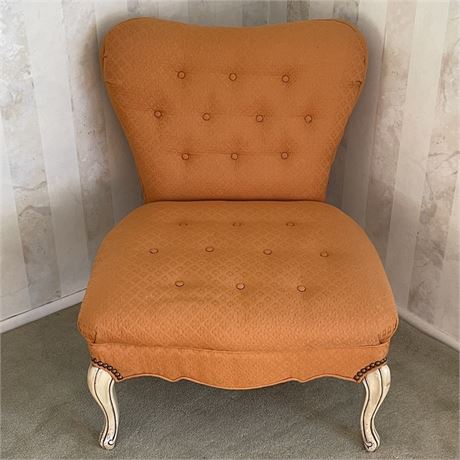 Vtg Nailhead Trim Tufted Upholstery Wingback Chair