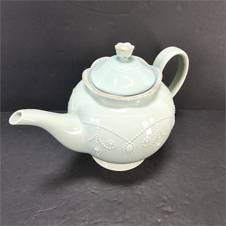 Lenox French Perle Teapot - "Ice Blue" Stoneware - New in Box