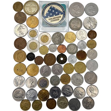 Mixed Variety of Foreign Coins & More