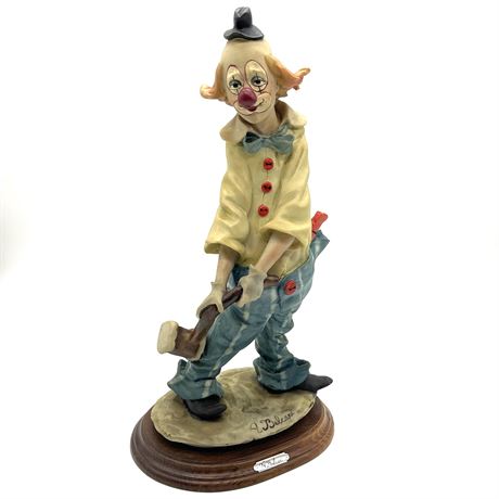 Vtg Auro Belcari Resin Clown with Mallet Figurine by Capodimonte