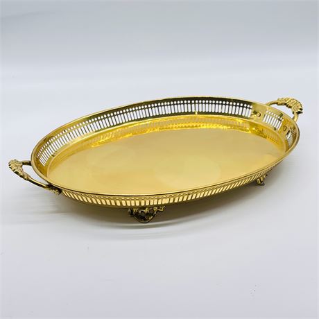 Vintage Brass Oval Serving Tray