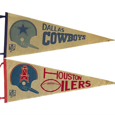 1967 Dallas Cowboys & Houston Oilers NFL Pennants