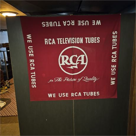 RCA Television Tubes Cloth Advertising Banner, 1950's