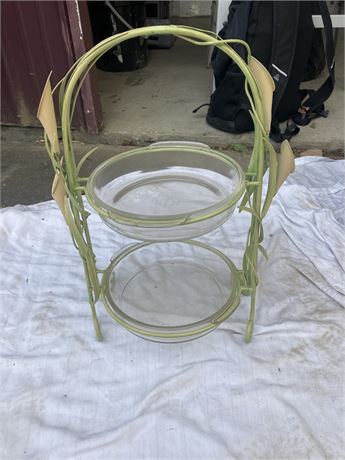 Two-tiered stand with glass bowls, serving stand,
