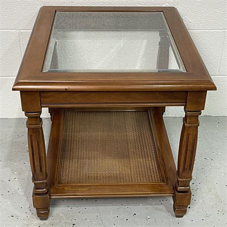 Two Tier Glass Top End Table