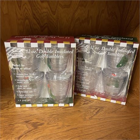 New 2 Packs of 4 Golf Insulated 12 oz Tumblers