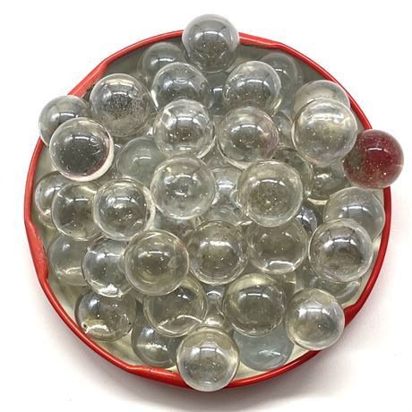 Large Collection of Vintage Clear Glass Marbles