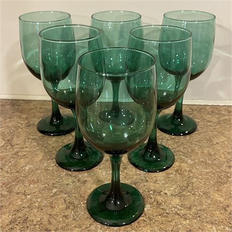 Set of 6 Libbey Premier Juniper Green Wine Glasses