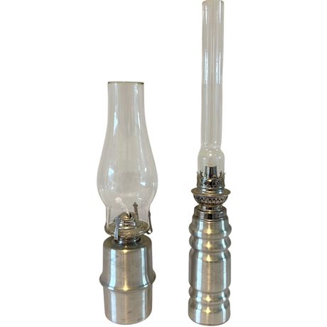 Vtg Atelier B. Chaudron Pewter Oil Lamps