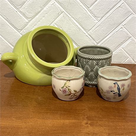 Ceramic Wall Planter & Porcelain Flower Pots