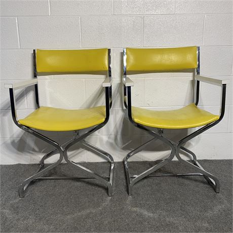MCM Metco Chrome & Polyurethane Leather Directors Chairs
