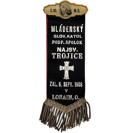 Vtg Fraternal Holy Trinity Slovak Catholic Union Ribbon Badge
