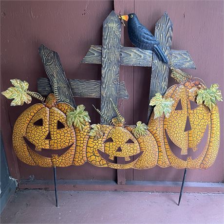 Halloween Pumpkin Fence Themed Yard Stake