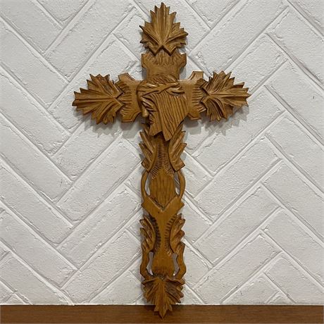 Hand-Carved Wooden Wall Hanging Jesus Christ on Cross