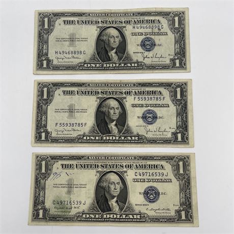 1935 D/G Blue Seal One Dollar Silver Certificate Bank Notes