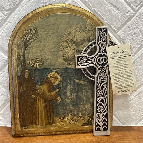 St. Francis Speaking to the Birds Wall Hanging with Ballinrobe Cross