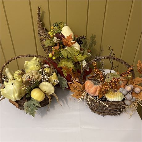 Fall Decor - Artificial Arrangements w/ Cornucopia