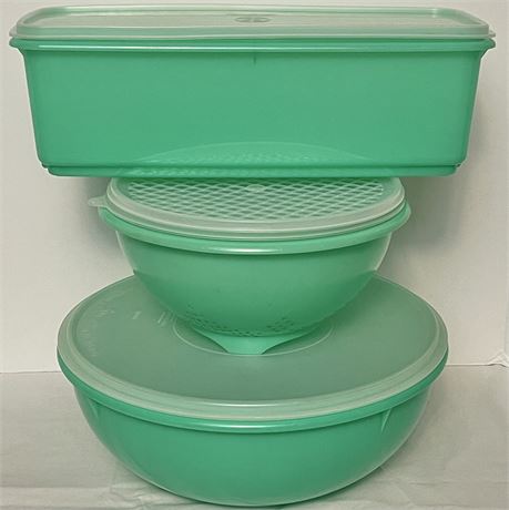 Vtg Large Lidded Tupperware Bowl, Celery Keeper and Colander