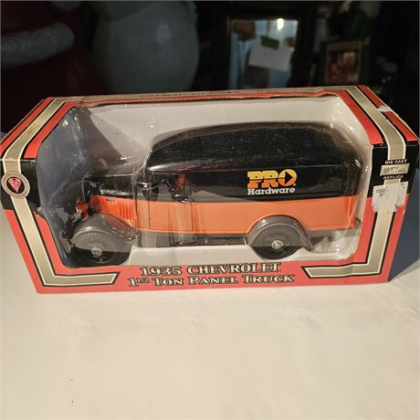 1:24 scale die-cast replica of a 1935 Chevrolet 1 1/2 Ton Panel Truck with a "PR
