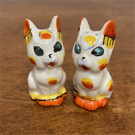Mid Century Hand-Painted Calico Cats S&P Shakers