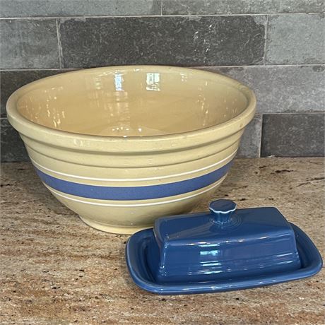 12" Stoneware Ovenware Mixing Bowl w/ Fiesta Covered Butter Dish