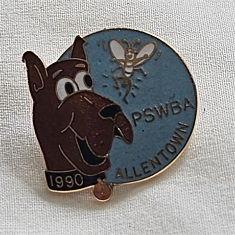 Vintage 1990 PSWBA Allentown Cute Dog Lapel Hat Pin