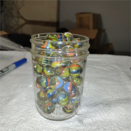 Jar filled  marbles