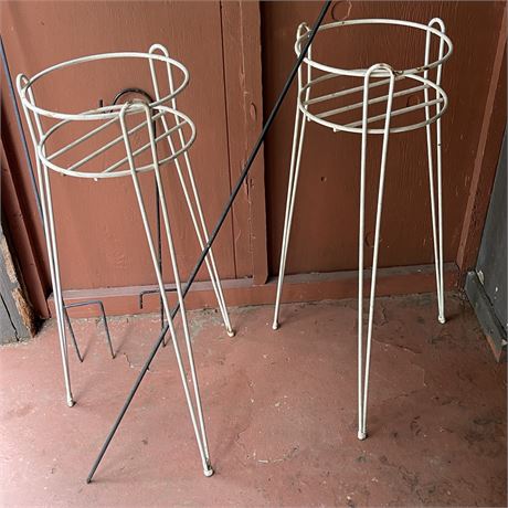(2) Metal Hairpin Plant Stand with (3) Shepherds Hooks