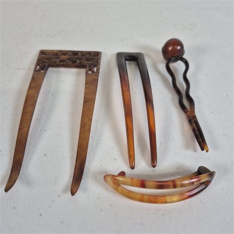 Bakelite Hair Pins & Oval Barrette